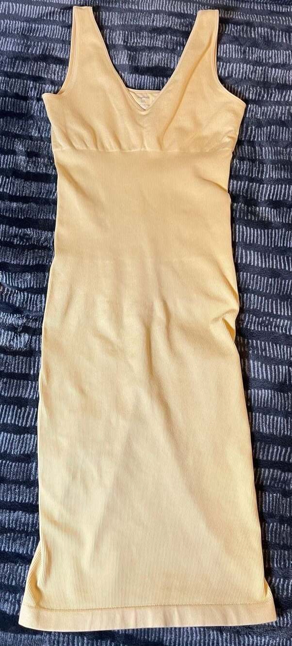Popilush Sleeveless Ribbed V-Neck Midi Shapewear Dress